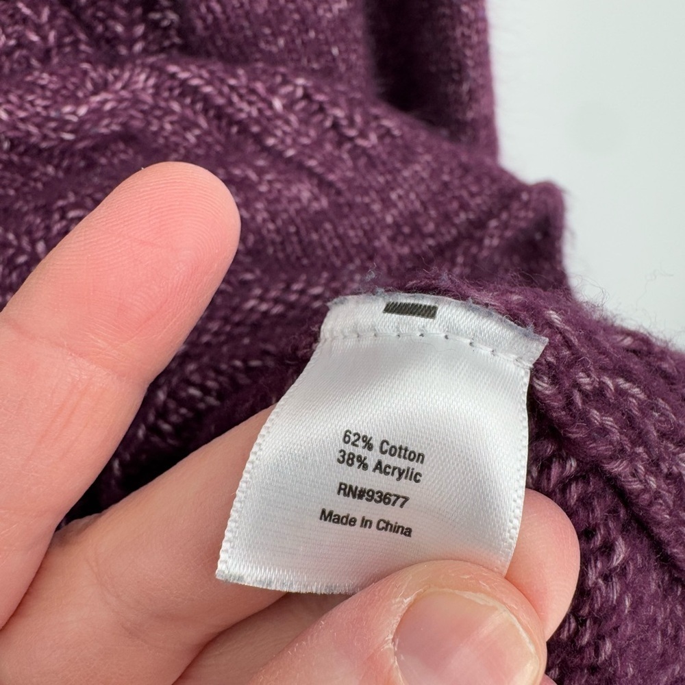 A.N.A. A New Approach Women's Plum Cable Knit Sweater Winter Mock Neck Size XL - Picture 8 of 9